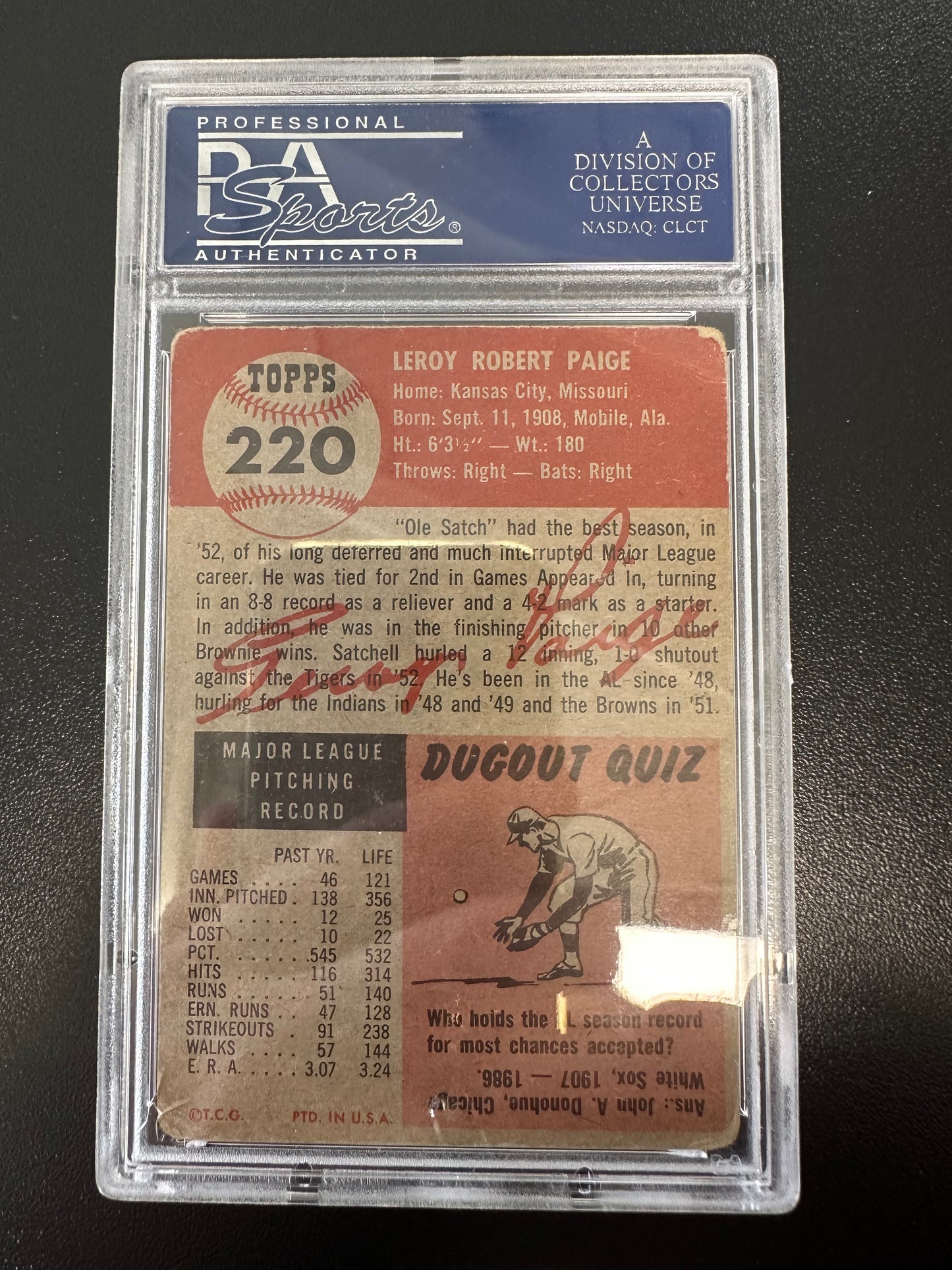 1953 Topps #220 Satchell Paige PSA 1 PR-FR