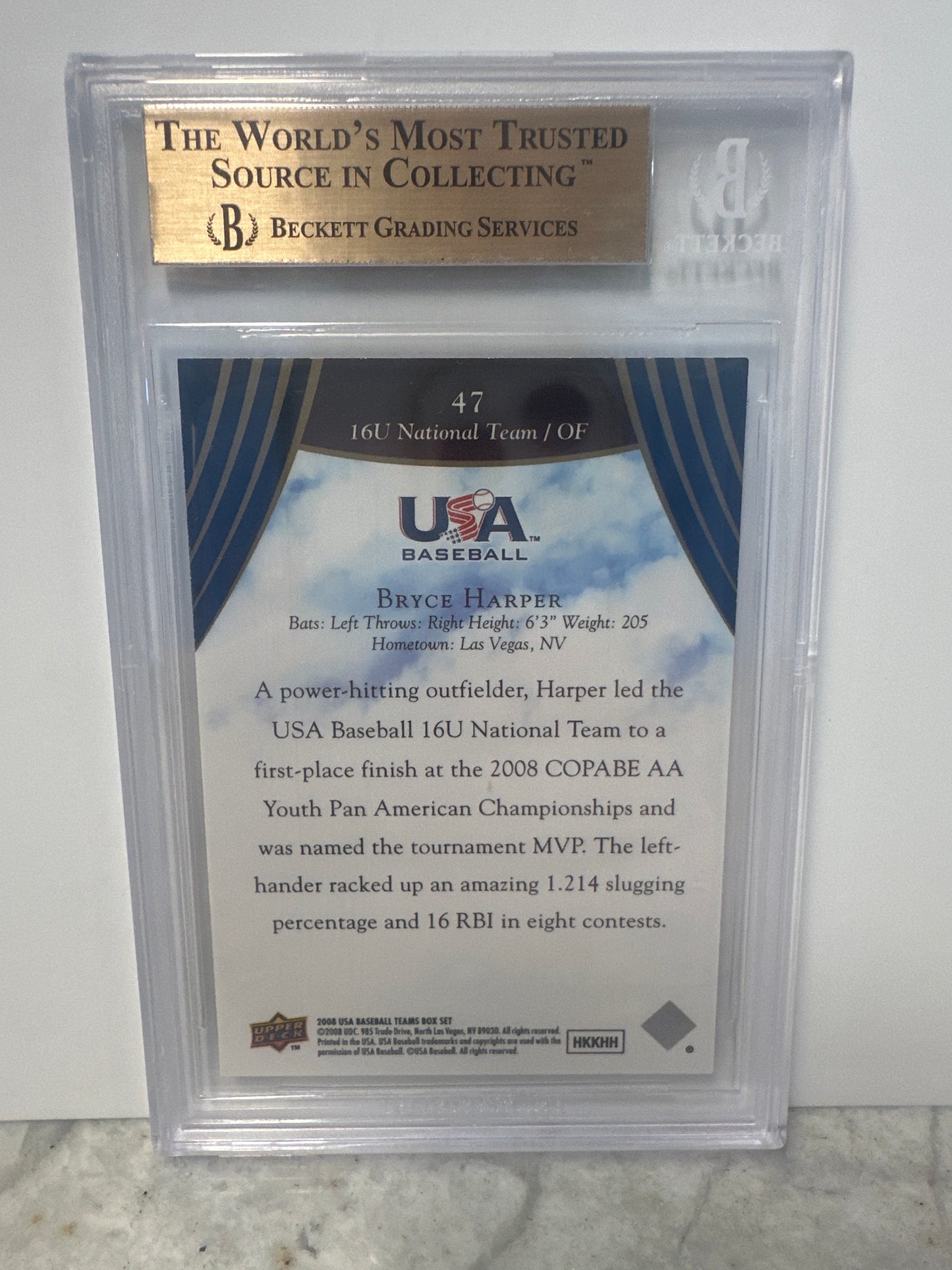 2008-09 UD USA Baseball #47 Bryce Harper 16U National Team RC BGS 9.5