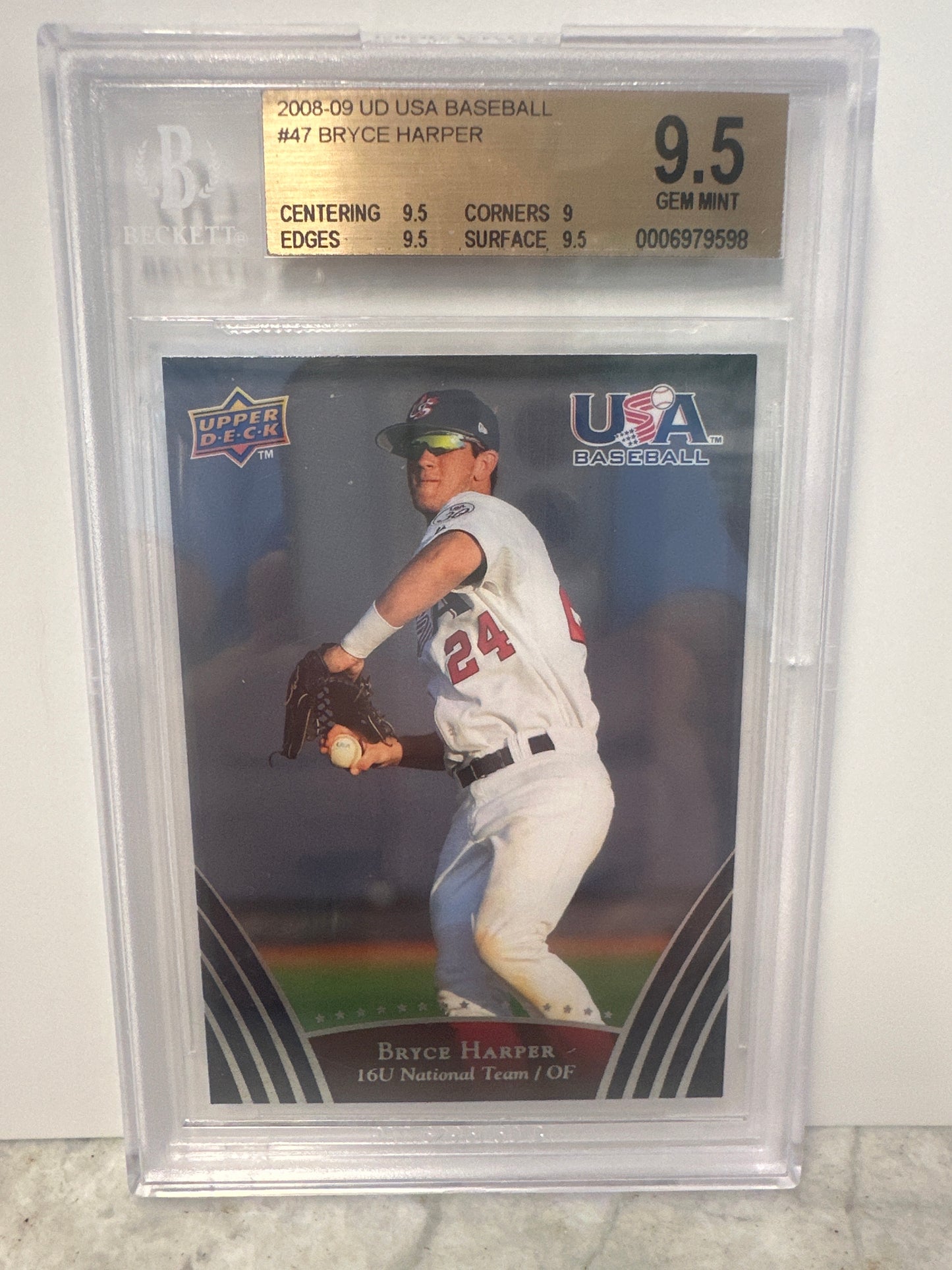 2008-09 UD USA Baseball #47 Bryce Harper 16U National Team RC BGS 9.5