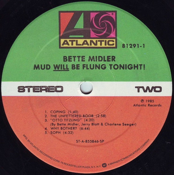 Bette Midler - Mud Will Be Flung Tonight! - LP 4