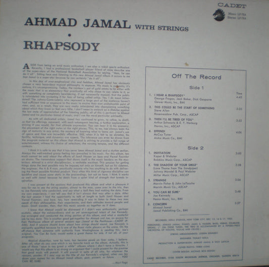 Ahmad Jamal - Rhapsody - LP 2
