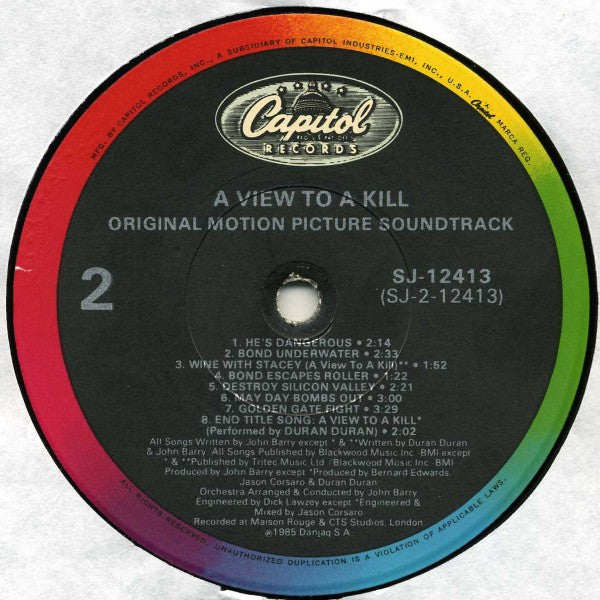 John Barry - A View To A Kill (Original Motion Picture Soundtrack) - LP 4
