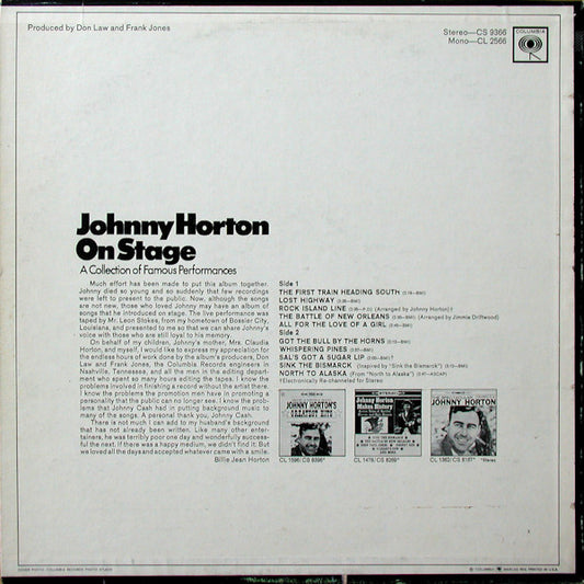 Johnny Horton - Johnny Horton On Stage - LP 2