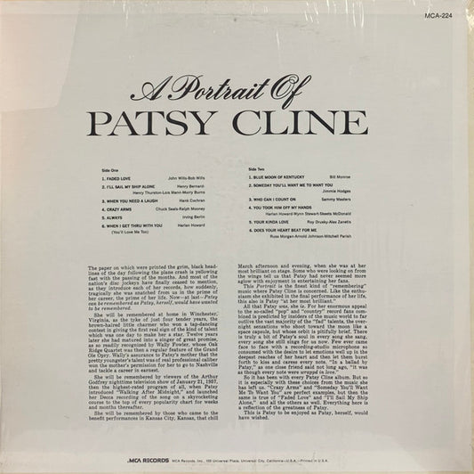 Patsy Cline - A Portrait Of Patsy Cline - LP 2