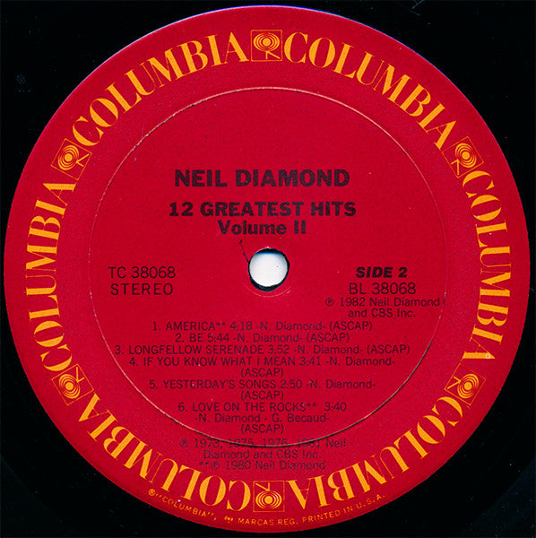 Neil Diamond - 12 Greatest Hits, Vol. II - LP 4