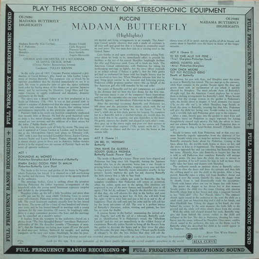 Giacomo Puccini, Renata Tebaldi As Butterfly Carlo Bergonzi ; Tullio Serafin - Madama Butterfly Highlights - LP 2