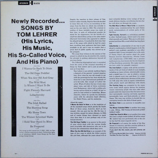 Tom Lehrer - Songs By Tom Lehrer - LP 2