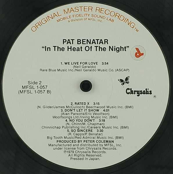 Pat Benatar - In The Heat Of The Night - LP 4