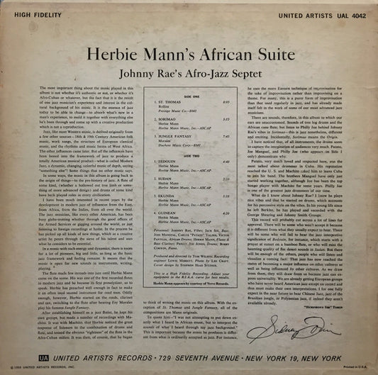 Johnny Rae's Afro-Jazz Septet - Herbie Mann's African Suite - LP 2