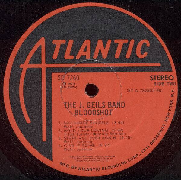 The J. Geils Band - Bloodshot - LP 4
