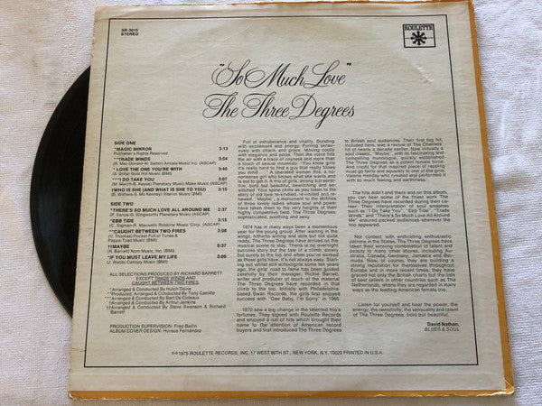 The Three Degrees - So Much Love - LP 3