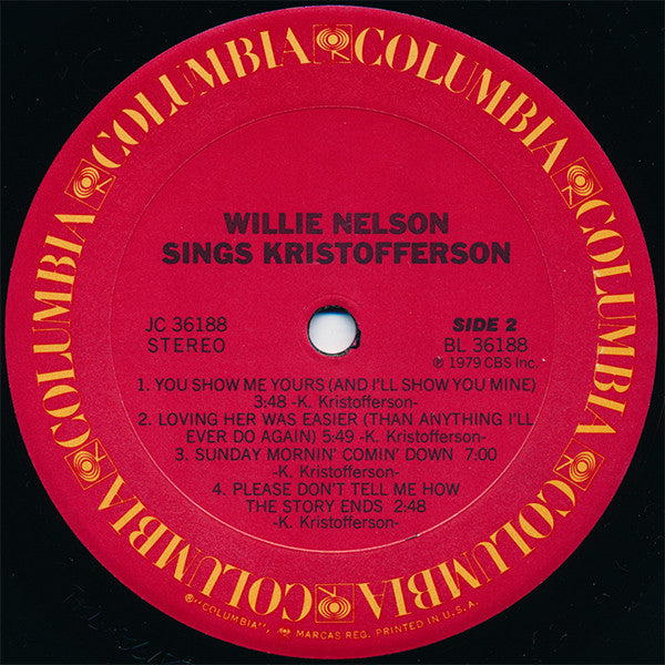 Willie Nelson - Willie Nelson Sings Kristofferson - LP 4