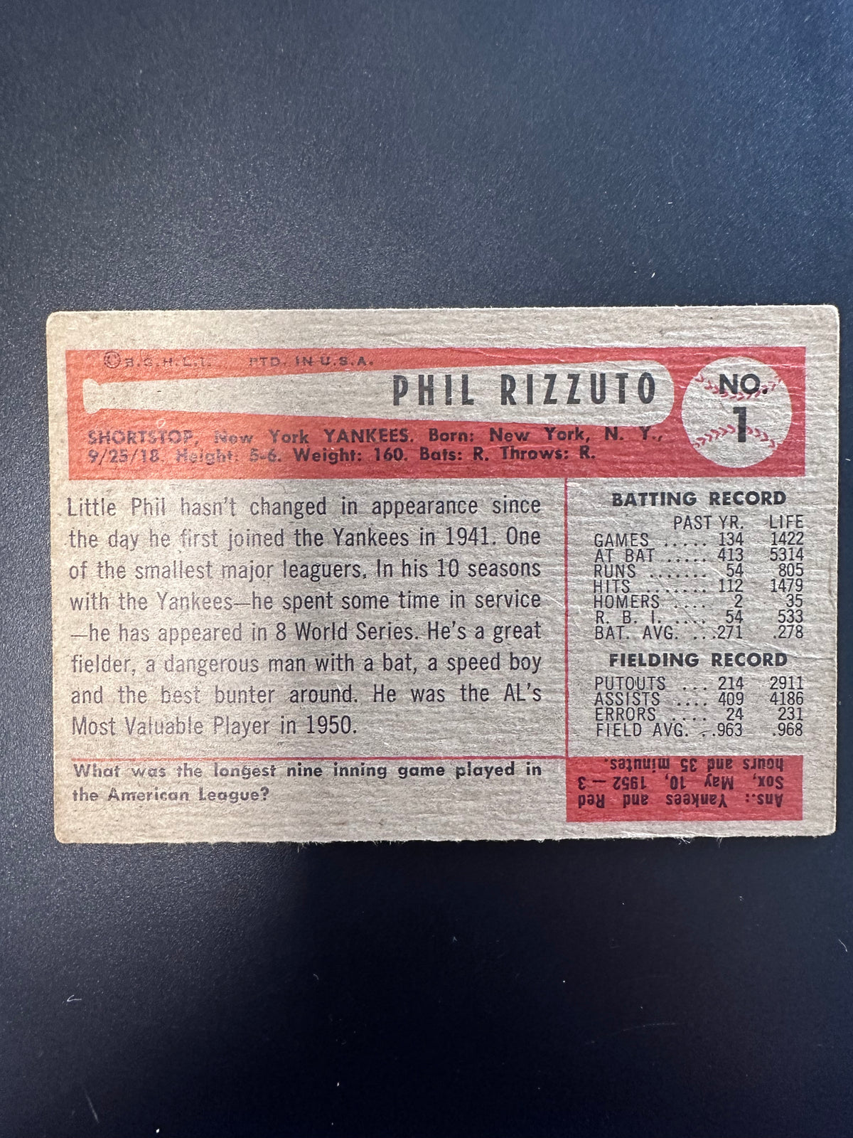 1954 Bowman Phil Rizzuto #1