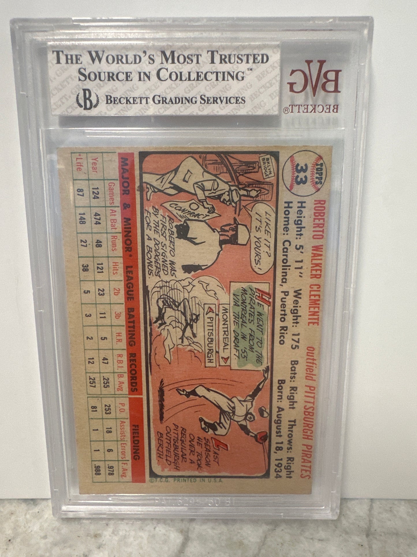 1956 Topps #33 Clemente BVG 3 VG