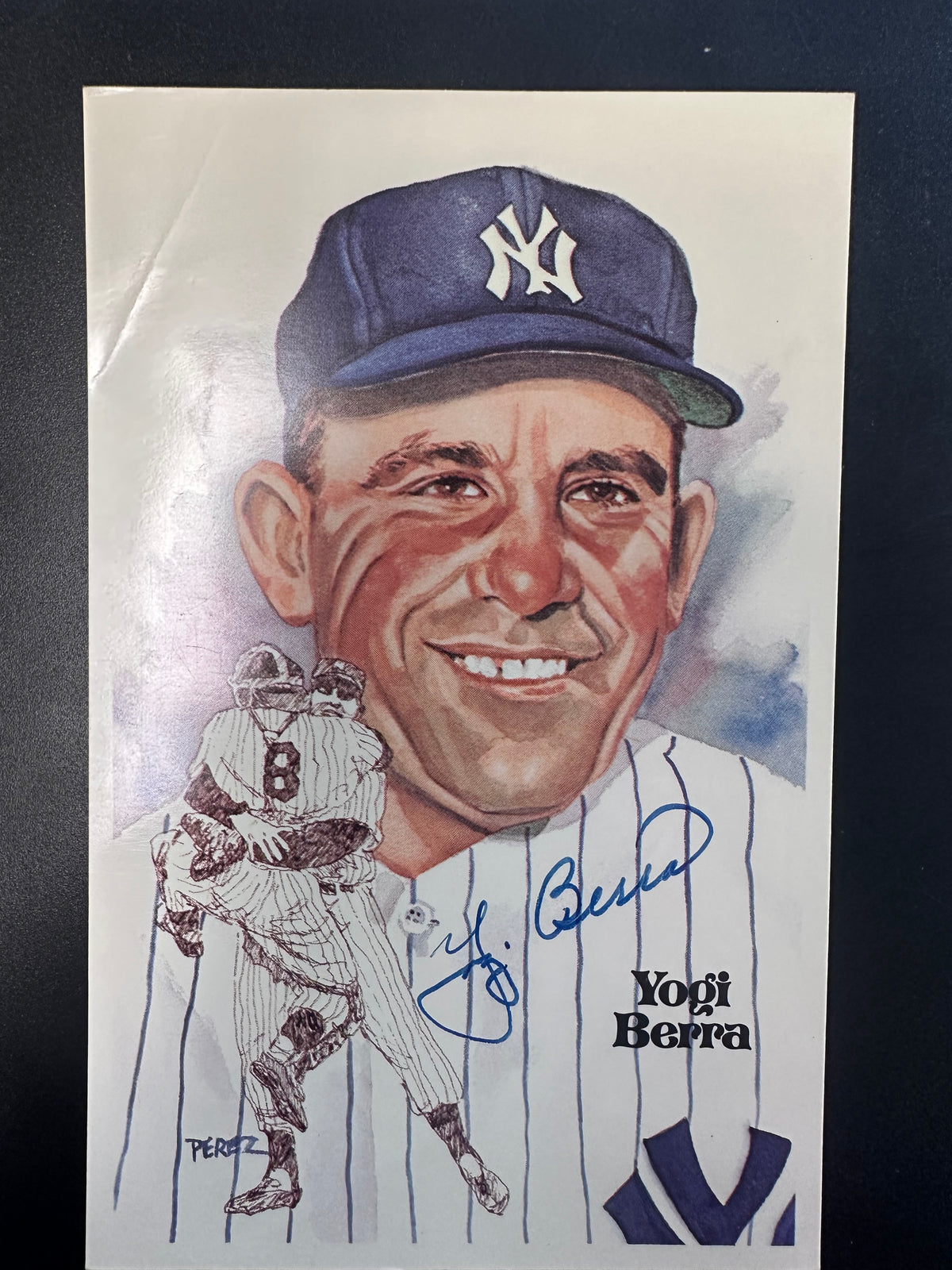 1981 Perez Steele Yogi Berra HOF Postcard Signed