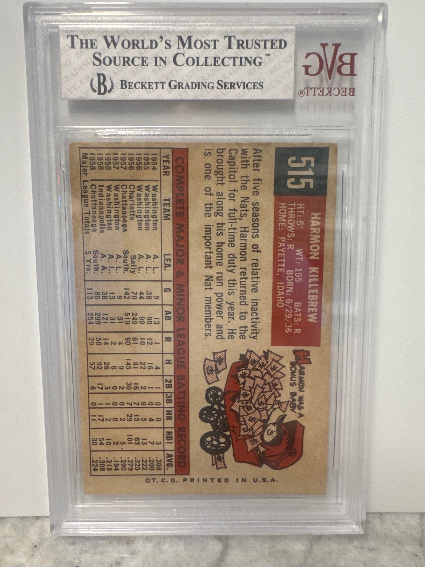 1959 Topps #543 Harmon Killebrew BVG 6 EX/MT