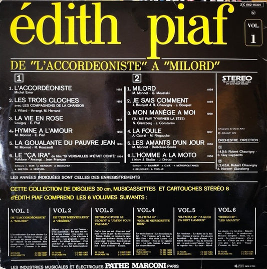 Edith Piaf - De L'accordéoniste À Milord - Vol. 1 - LP 2