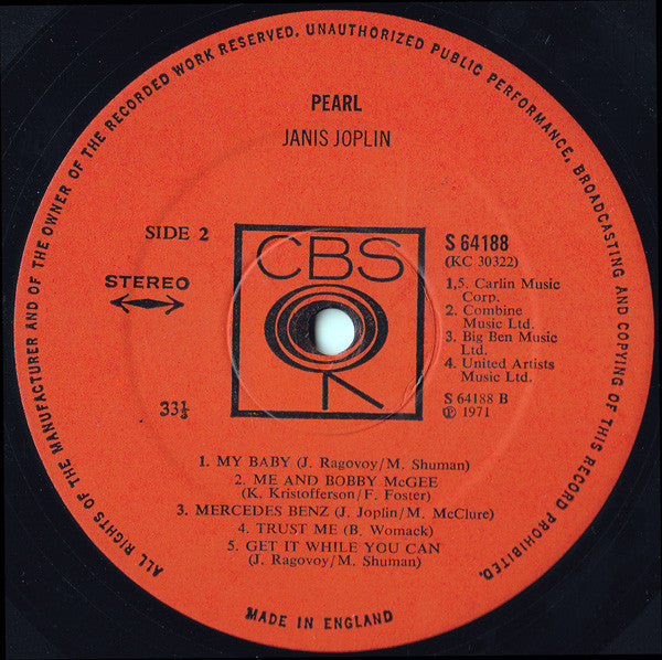 Janis Joplin - Pearl - LP 4