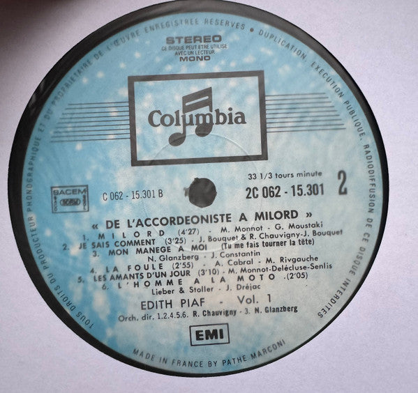 Edith Piaf - De L'accordéoniste À Milord - Vol. 1 - LP 4