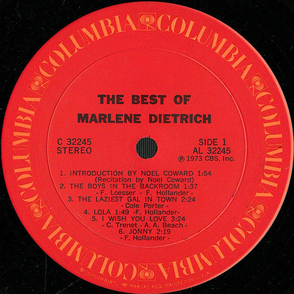 Marlene Dietrich - The Best Of Marlene Dietrich - LP 3