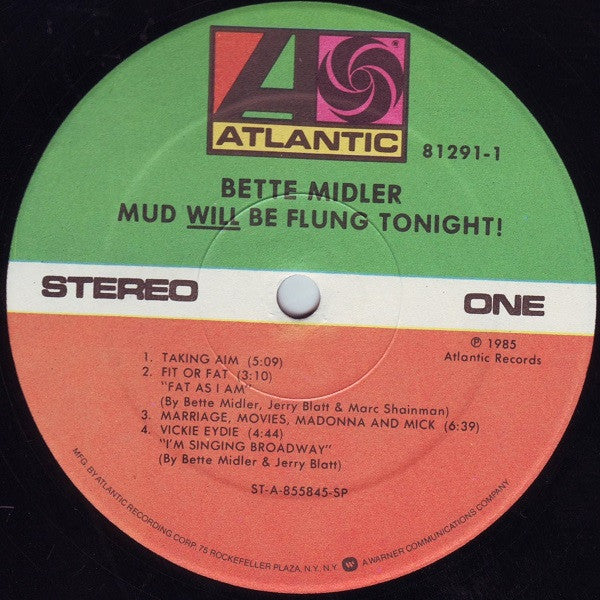 Bette Midler - Mud Will Be Flung Tonight! - LP 3