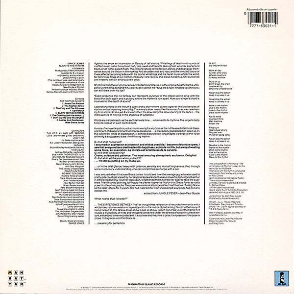 Grace Jones - Slave To The Rhythm - LP 2