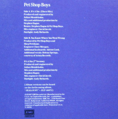 Pet Shop Boys - It's A Sin - 12" 4