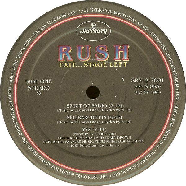 Rush - Exit...Stage Left - LP 4
