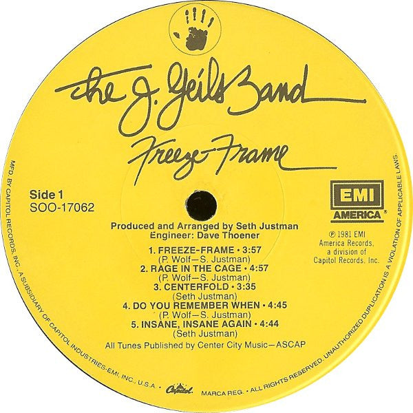 The J. Geils Band - Freeze-Frame - LP 3
