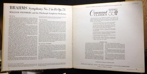 Brahms, William Steinberg and the Pittsburgh Symphony Orchestra - Symphony No. 2 In D, Opus 73 - LP 2