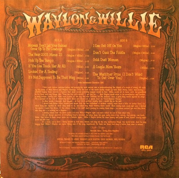 Waylon Jennings & Willie Nelson - Waylon & Willie - LP 2