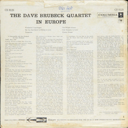 The Dave Brubeck Quartet - The Dave Brubeck Quartet In Europe - LP 2