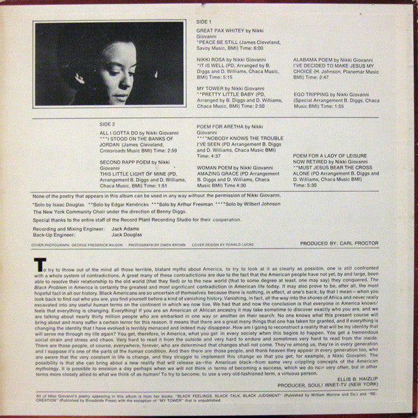 Nikki Giovanni And The New York Community Choir - Truth Is On Its Way - LP 2