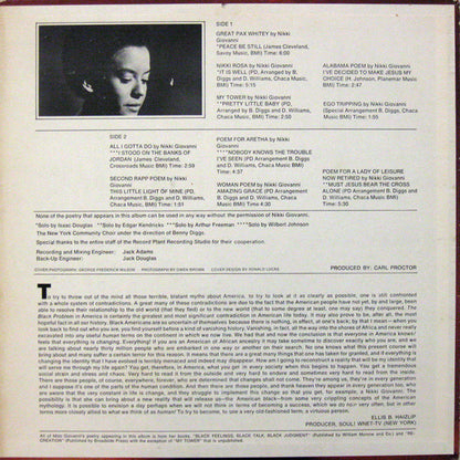 Nikki Giovanni And The New York Community Choir - Truth Is On Its Way - LP 2