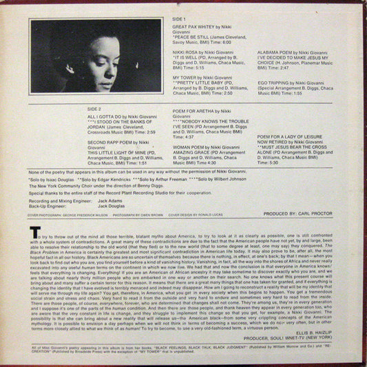 Nikki Giovanni And The New York Community Choir - Truth Is On Its Way - LP 2