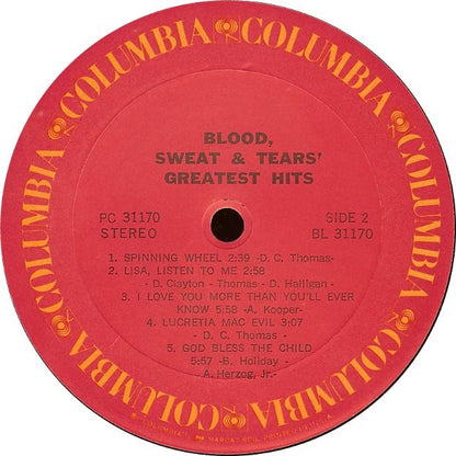 Blood, Sweat & Tears* - Blood, Sweat & Tears Greatest Hits - Vinyl, LP, Compilation, Reissue 4