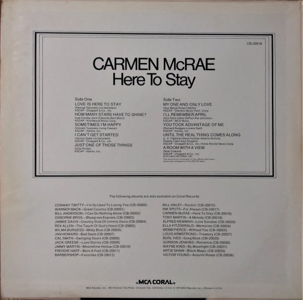 Carmen McRae - Here To Stay - LP 2