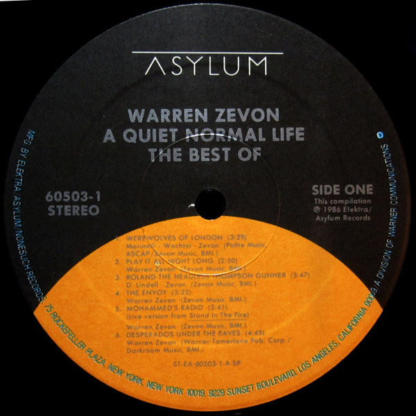 Warren Zevon - A Quiet Normal Life (The Best Of Warren Zevon) - LP 4