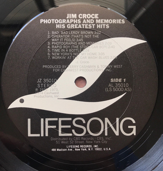 Jim Croce - Photographs & Memories: His Greatest Hits - LP 3