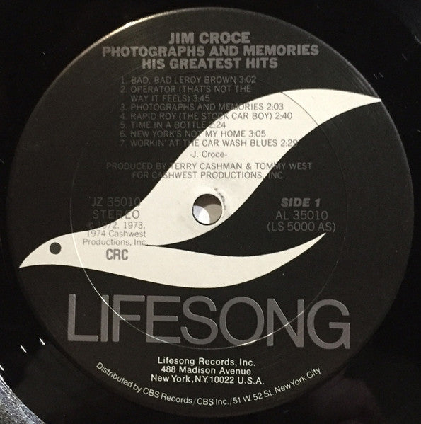 Jim Croce - Photographs & Memories: His Greatest Hits - LP 3