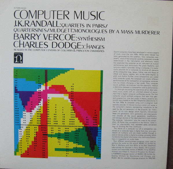 Randall/Vercoe/Dodge - Computer Music - LP