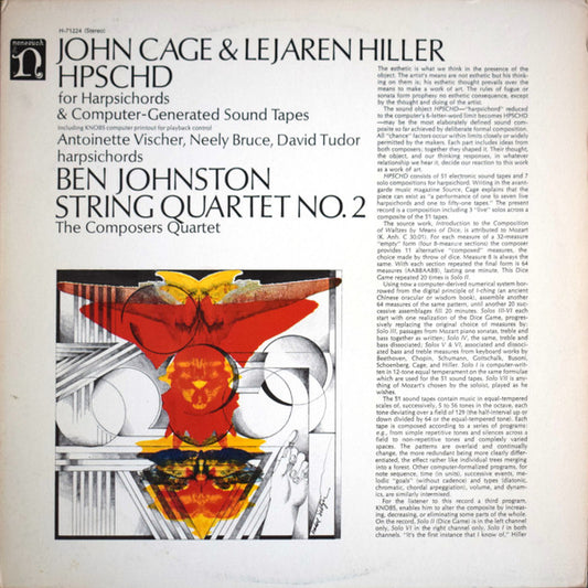 Cage/Hiller/Johnston - HPSCHD / String Quartet No. 2 - LP