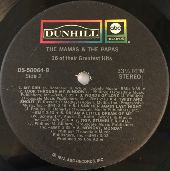 The Mamas & The Papas - 16 Of Their Greatest Hits - LP 4