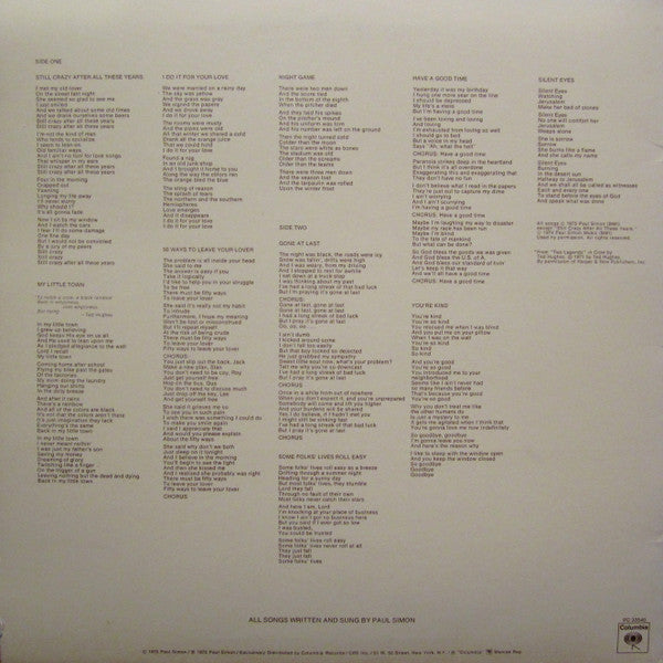 Paul Simon - Still Crazy After All These Years - LP 2