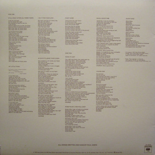 Paul Simon - Still Crazy After All These Years - LP 2
