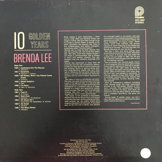 Brenda Lee - 10 Golden Years - LP 2