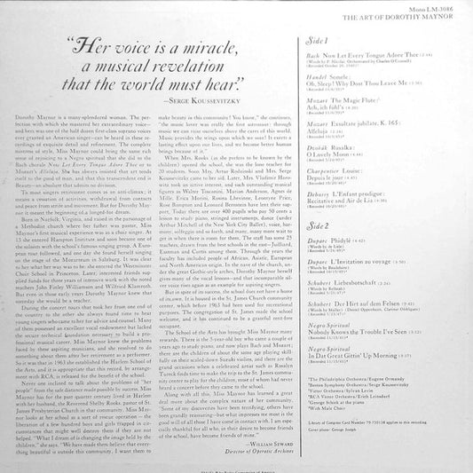 Dorothy Maynor - The Art Of Dorothy Maynor - Vinyl, LP, Compilation, Mono 2