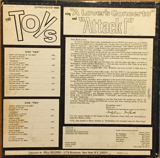 The Toys - The Toys Sing "A Lover's Concerto" And "Attack" - LP 2