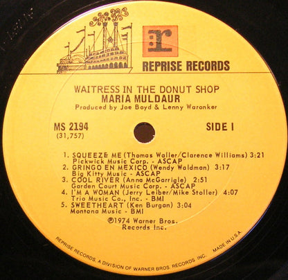 Maria Muldaur - Waitress In A Donut Shop - LP 3