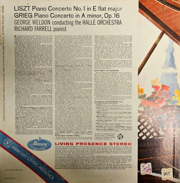 Liszt / Grieg, Richard Farrell, Hallé Orchestra, George Weldon - Piano Concerto No. 1 In E-flat Major / Piano Concerto In A Minor, Op. 16 - LP 2